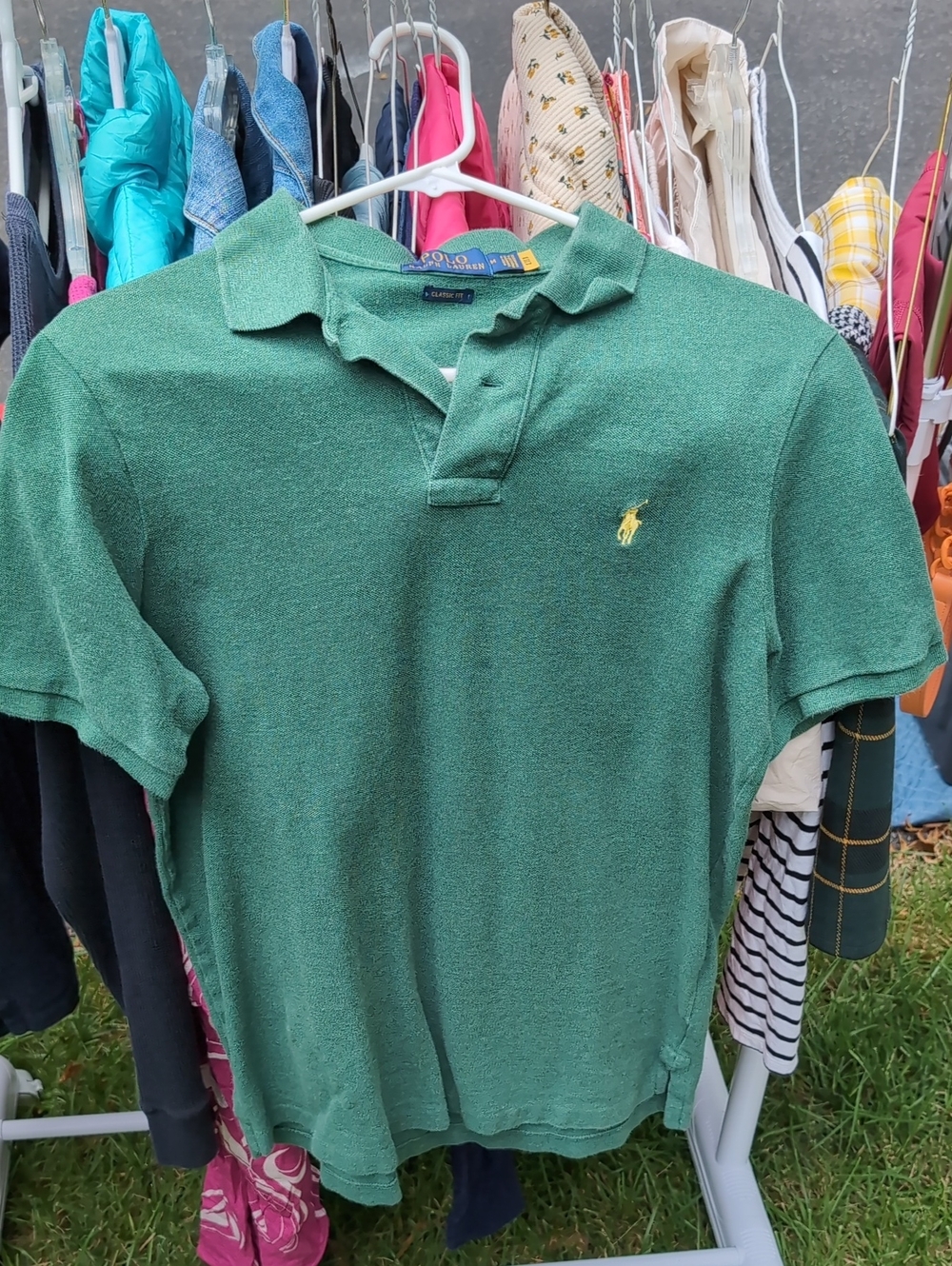 Ralph Lauren Green Polo with Yellow Pony Embroidery, Size M